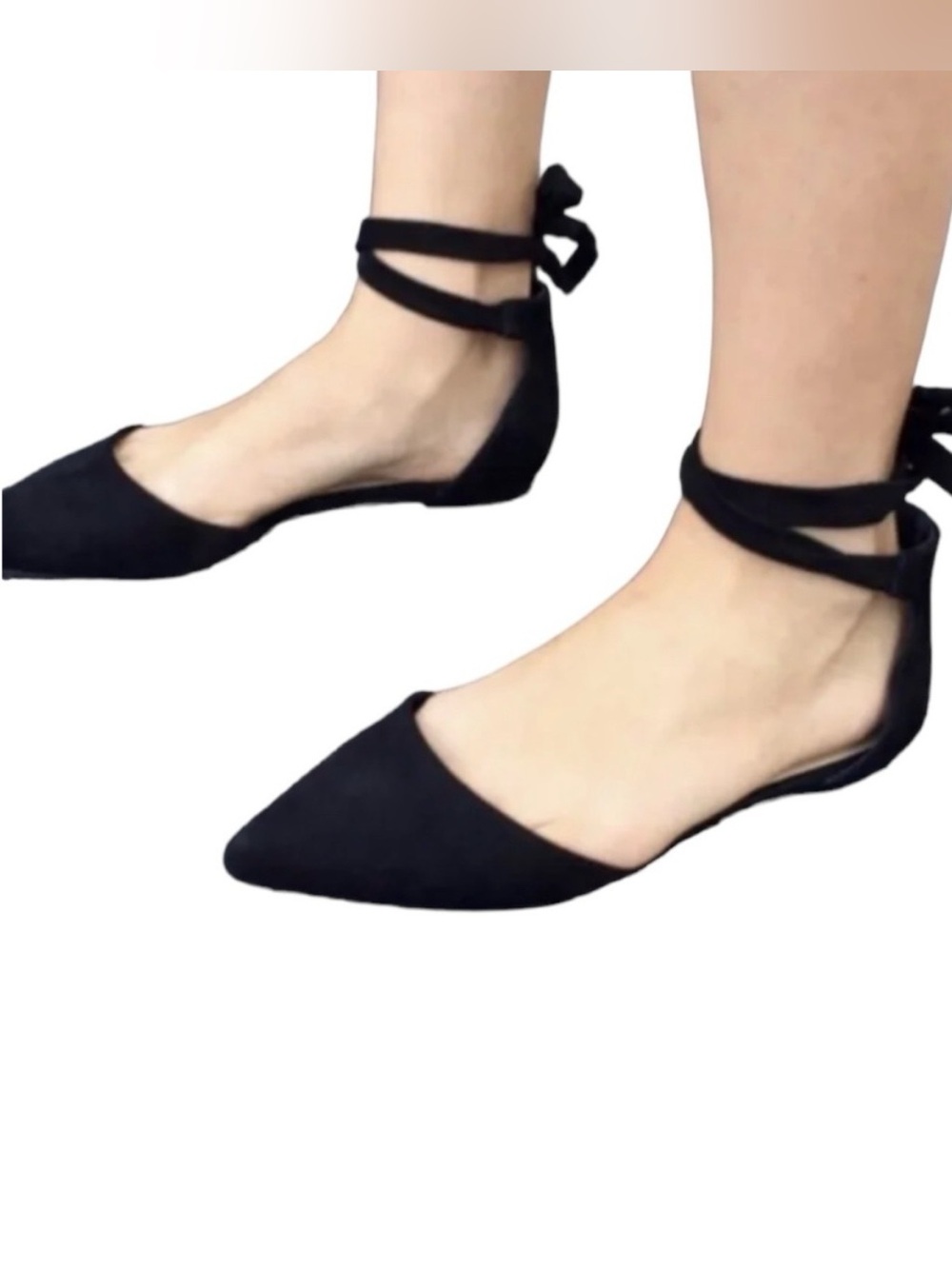 Vince Camuto Jevone Black Suede 6 Balletcore Chic Whimsigoth Tie Up Ankle Flat